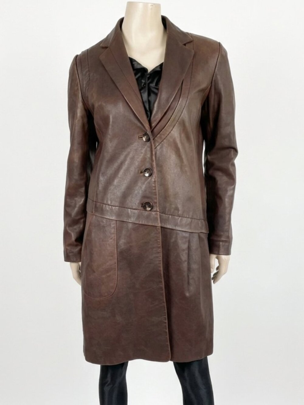VTG Jabason Genuine Lambskin Leather Coat OOAK Distressed Brown Drop Waist S Med